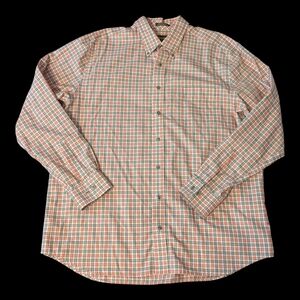 Eddie Bauer Orange Plaid Wrinkle Stain Resistant Button Collar LS Shirt Mens XLT